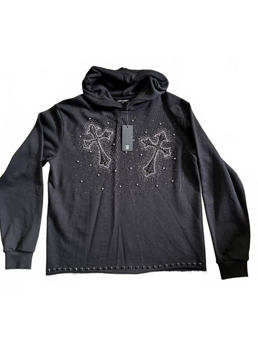 Left Point Black Cross & Studded Hoodie